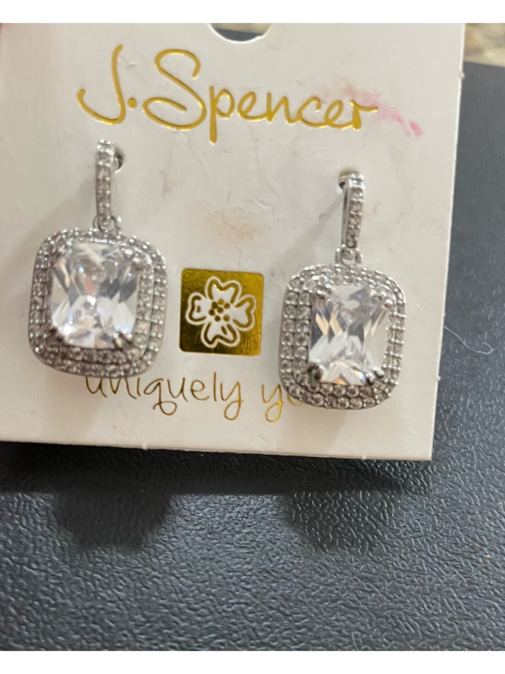 Clear sparkling diamond look zirconia Crystal Halo Drop Earrings in Silver